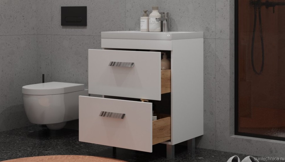 Тумба под раковину без столешницы Velvex Orlando 60 напольная, матовая белая