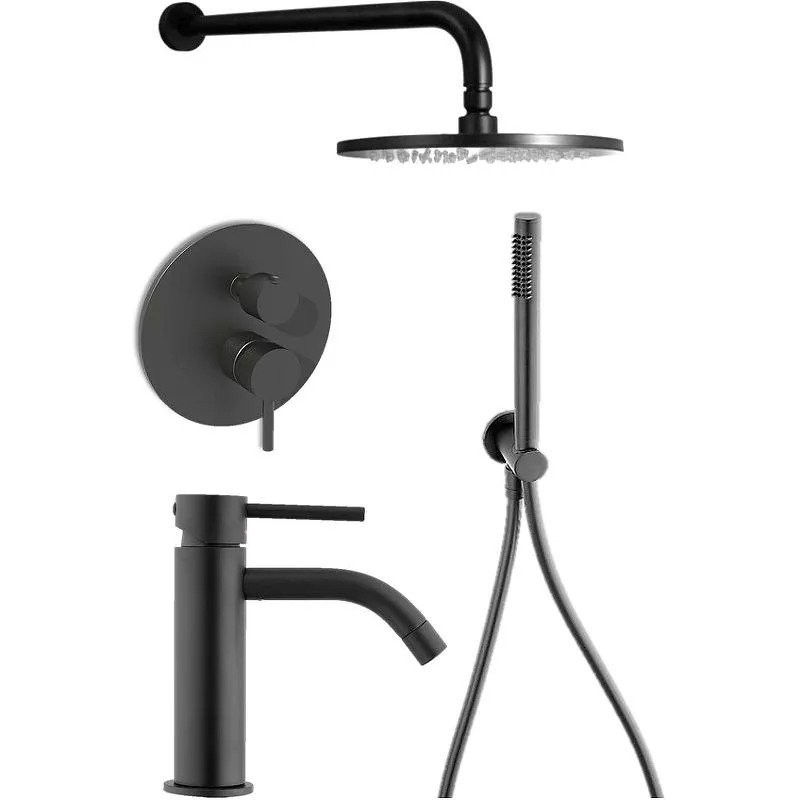Комплект для ванной Paffoni Light KITLIG018NO071 С ВНУТРЕННЕЙ ЧАСТЬЮ, черный матовый