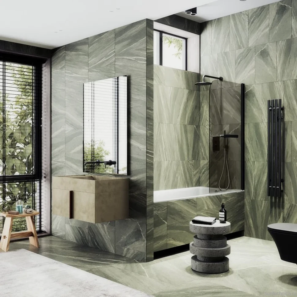 Шторка на ванну Maybahglass MGV-777-6 60x140, профиль черный, стекло бронза