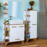 Мебель для ванной комнаты Sanflor Ингрид 80, белый матовый, швейцарский вяз