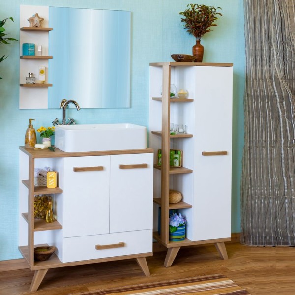 Мебель для ванной комнаты Sanflor Ингрид 80, белый матовый, швейцарский вяз