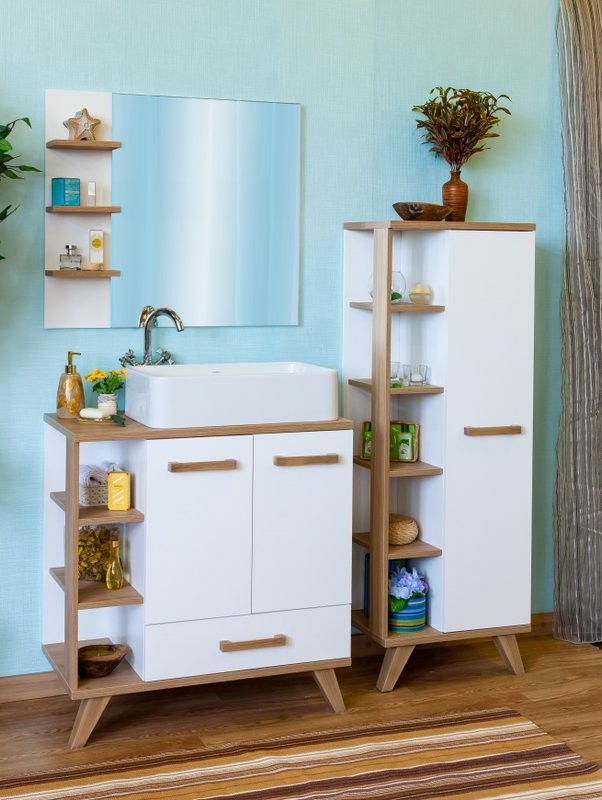 Мебель для ванной комнаты Sanflor Ингрид 80, белый матовый, швейцарский вяз