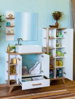 Мебель для ванной комнаты Sanflor Ингрид 80, белый матовый, швейцарский вяз