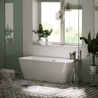 Акриловая ванна Sancos Square FB14 170x75 см, пристенная, белая, с каркасом, со сливом-переливом