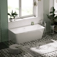 Акриловая ванна Sancos Square FB14 170x75 см, пристенная, белая, с каркасом, со сливом-переливом