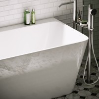 Акриловая ванна Sancos Square FB14 170x75 см, пристенная, белая, с каркасом, со сливом-переливом