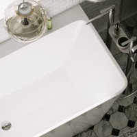 Акриловая ванна Sancos Square FB14 170x75 см, пристенная, белая, с каркасом, со сливом-переливом