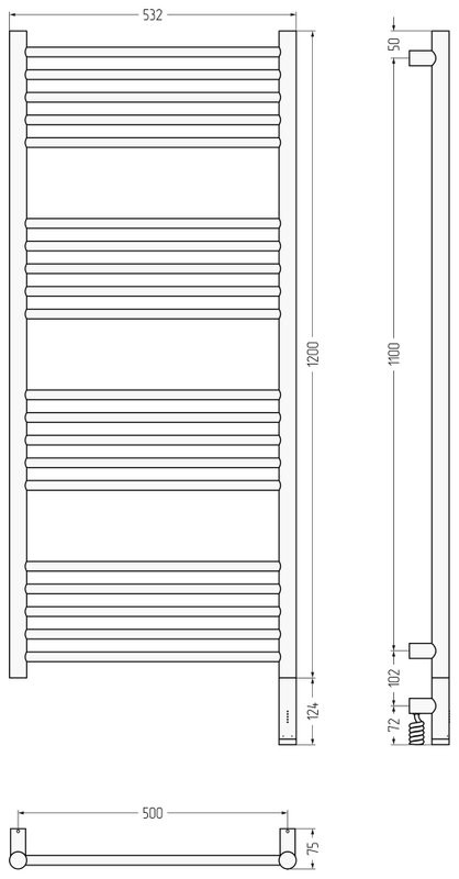 Полотенцесушитель электрический Сунержа Богема 3.1 32-6005-1250 130x55 см, подключение справа, золотой шелк, лесенка
