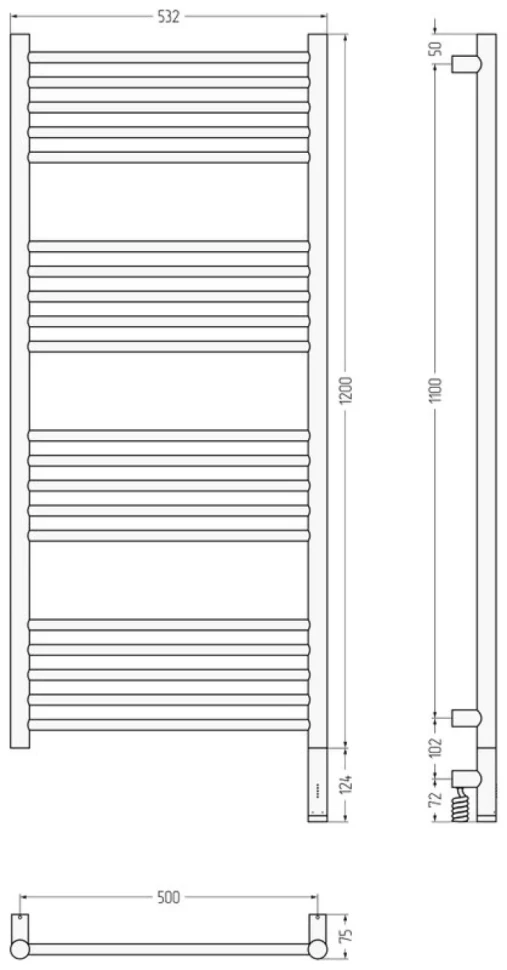 Полотенцесушитель электрический Сунержа Богема 3.1 32-6005-1250 130x55 см, подключение справа, золотой шелк, лесенка