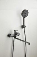 Смеситель с длинным изливом для ванны BELZ B713 B22713-3 оружейная сталь Смеситель с длинным изливом для ванны BELZ B713 B22713-3 оружейная сталь