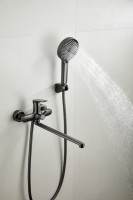 Смеситель с длинным изливом для ванны BELZ B713 B22713-3 оружейная сталь Смеситель с длинным изливом для ванны BELZ B713 B22713-3 оружейная сталь