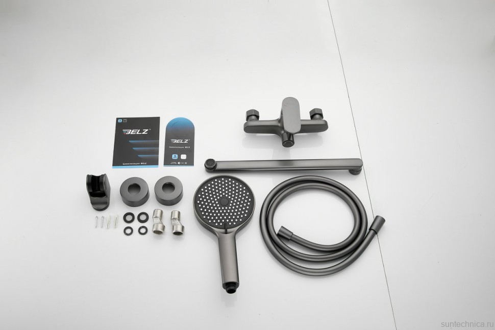 Смеситель с длинным изливом для ванны BELZ B713 B22713-3 оружейная сталь