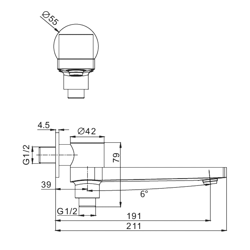 Излив Raglo R473.75 хром