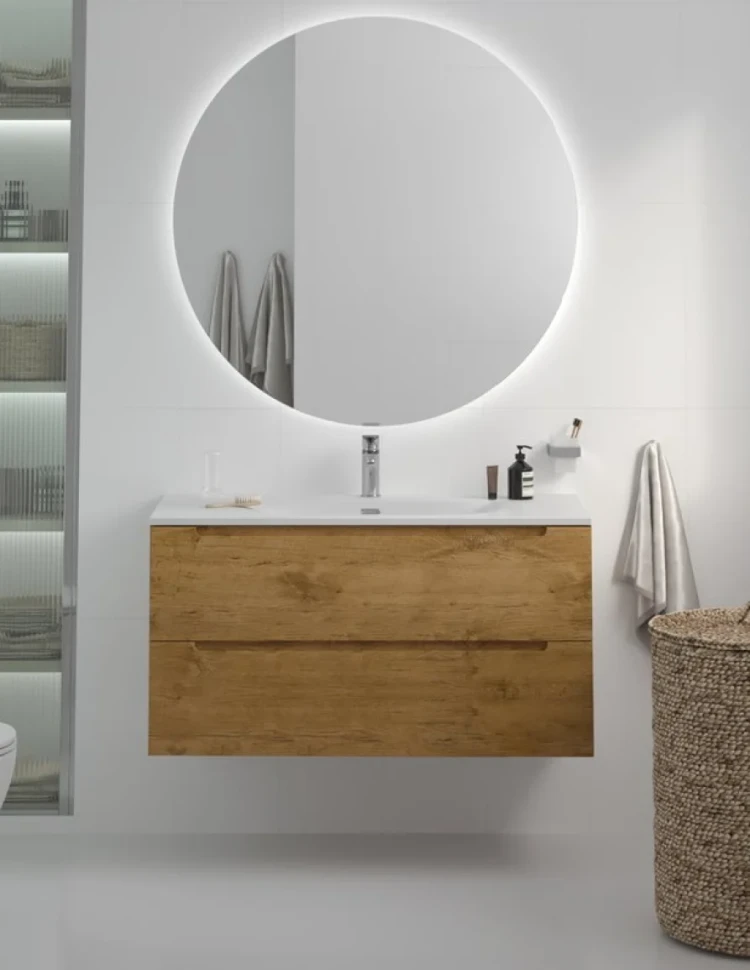 Тумба с раковиной BelBagno Etna 100 rovere nature, раковина BB-8099-100
