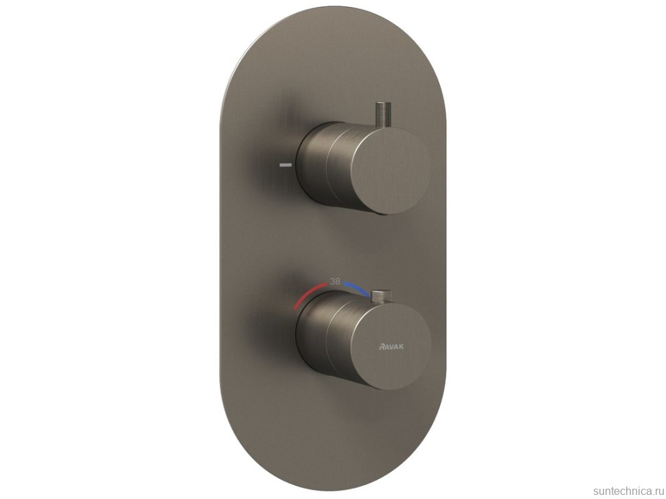 Термостатический смеситель встраиваемый Ravak Espirit ES 063.20GB.O2.RB07C С ВНУТРЕННЕЙ ЧАСТЬЮ, для ванны с душем, брашированный графит