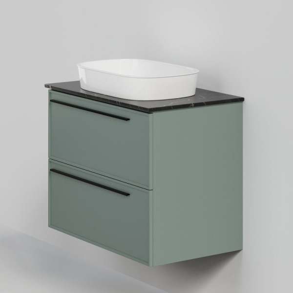 Тумба с раковиной La Fenice Elba Twin 80 подвесная, grigio, столешница черный мрамор, раковина белая матовая