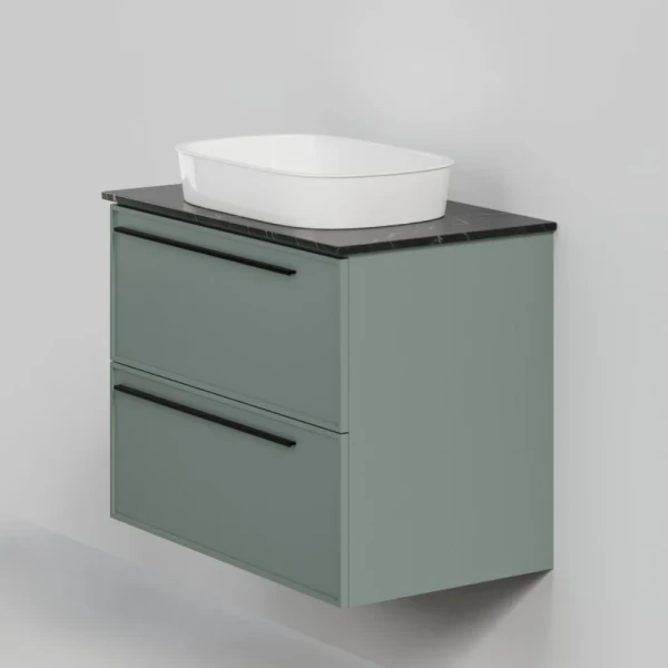 Тумба с раковиной La Fenice Elba Twin 80 подвесная, grigio, столешница черный мрамор, раковина белая матовая