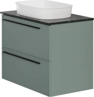 Тумба с раковиной La Fenice Elba Twin 80 подвесная, grigio, столешница черный мрамор, раковина белая матовая