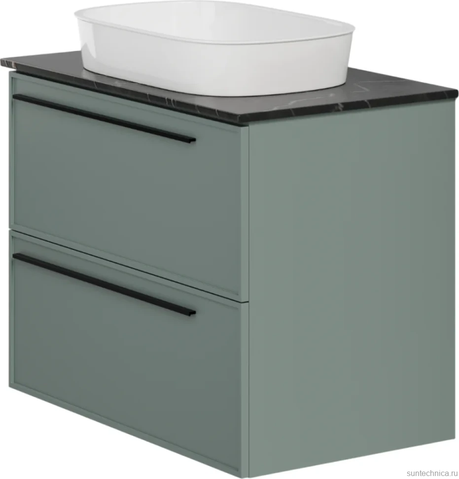 Тумба с раковиной La Fenice Elba Twin 80 подвесная, grigio, столешница черный мрамор, раковина белая матовая