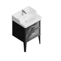 Тумба с раковиной KERAMA MARAZZI Pompei 60 напольная, с 2 ящиками, глянцевая черная