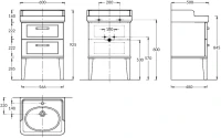 Тумба с раковиной KERAMA MARAZZI Pompei 60 напольная, с 2 ящиками, глянцевая черная
