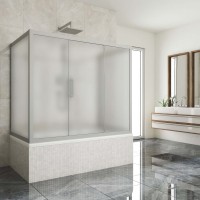 Шторка на ванну Kubele DE019 P3U-MAT-MT, 170х70 см, профиль матовый хром