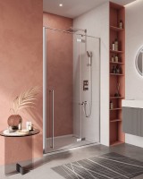 Душевая дверь в нишу Cezares Liner B-12 R 120 см, профиль хром, стекло прозрачное