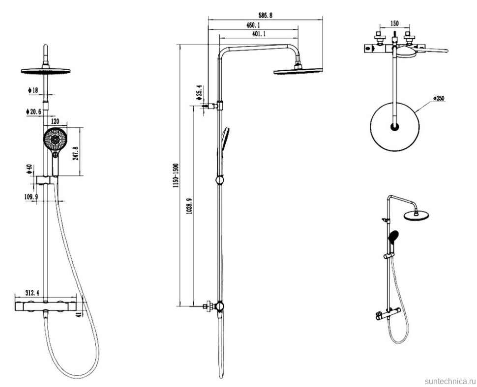 Душевая стойка Splendy Relax R RR208XTR26R3CR хром