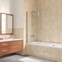 Шторка на ванну Vegas Glass E2V LUX 120 08 01 L профиль глянцевый хром, стекло прозрачное