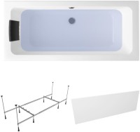Акриловая ванна Lavinia Boho Pure 180x80 см, встраиваемая, белая, с каркасом, с экраном, с подголовником