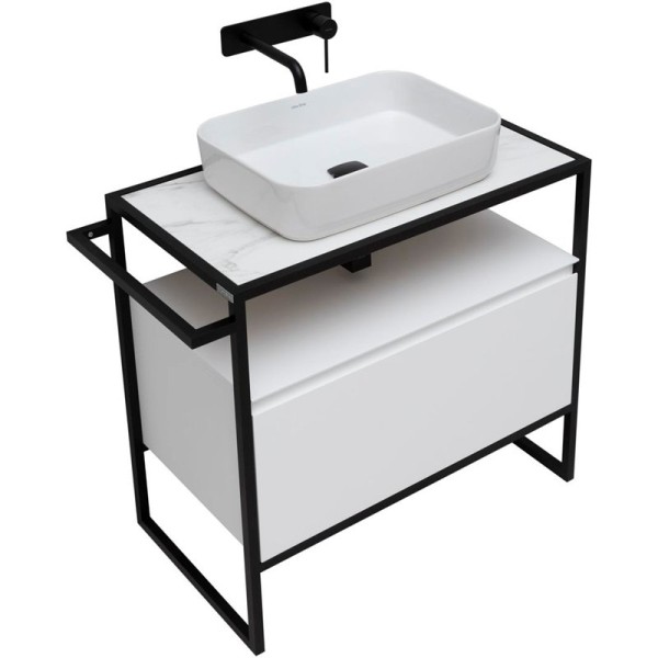 Тумба с раковиной Allen Brau Priority 80 напольная, белый матовый, столешница мрамор