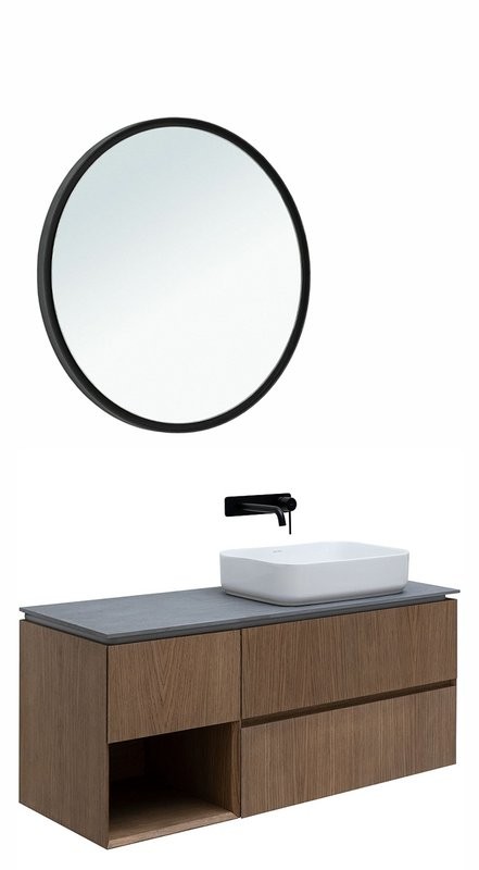 Мебель для ванной комнаты Allen Brau Infinity 120 R, подвесная, дуб, столешница графит структ