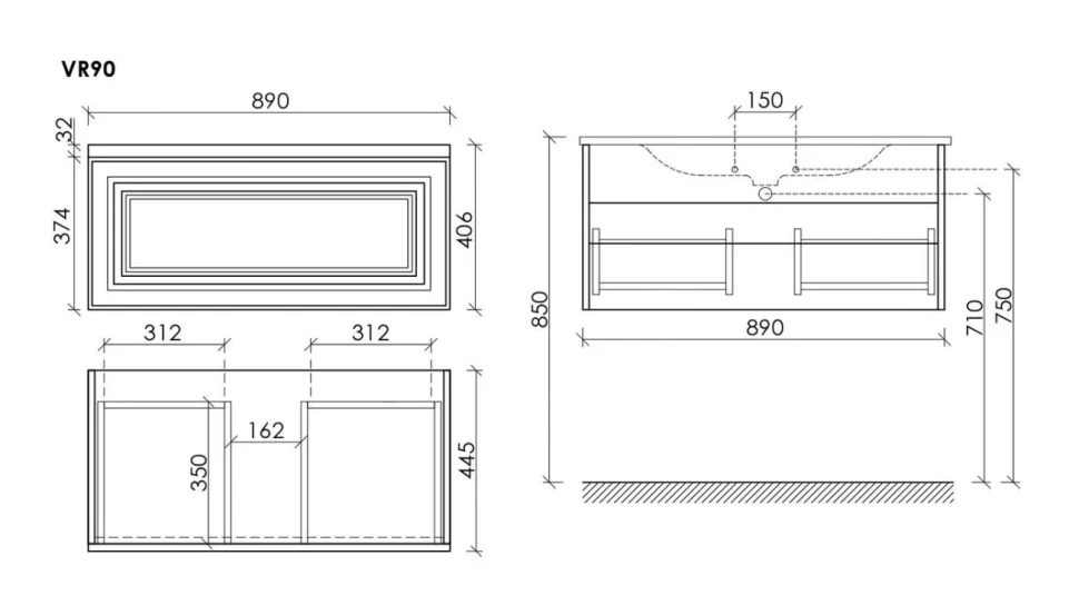 Мебель для ванной комнаты Sancos Very 90 подвесная, doha soft, раковина СN7019wx
