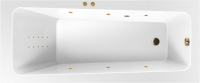 Акриловая ванна Excellent Ava Line Nano 170x70 см, встраиваемая, с гидромассажем, белая, с каркасом, со сливом-переливом, фурнитура золото
