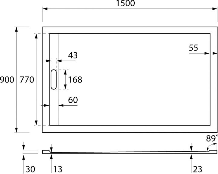 Поддон для душа Cezares Tray TRAY-AS-AH-150/90-30-W 150х90