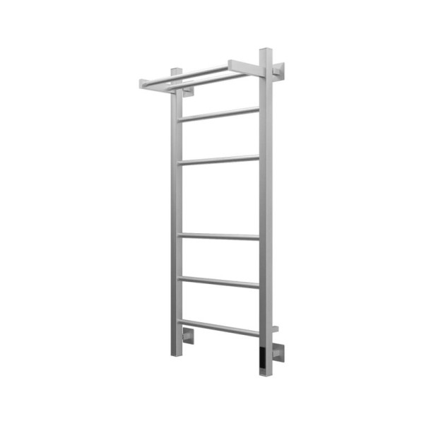 Полотенцесушитель электрический Grota Alto 430х1000 NM EL 100x45 см, подключение справа, слева, скрытое подключение справа, матовый хром, лесенка, с полкой