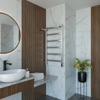 Полотенцесушитель электрический Grota Lore 530х1000 NM EL 100x55 см, подключение справа, слева, скрытое подключение справа, матовый хром, лесенка, с полкой