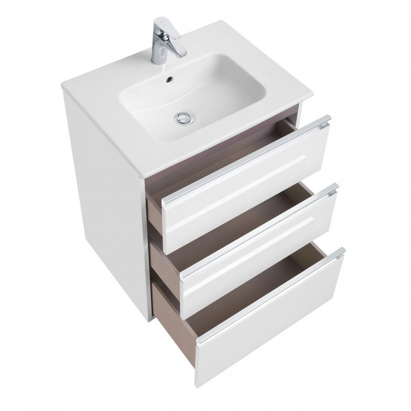 Мебель для ванной комнаты Roca The Gap 60 3 ящика, белый глянец, раковина 32799E000