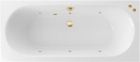 Акриловая ванна Excellent Oceana Soft 170x75 см, встраиваемая, с гидромассажем, белая, с каркасом, со сливом-переливом, фурнитура золото