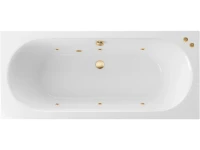 Акриловая ванна Excellent Oceana Soft 170x75 см, встраиваемая, с гидромассажем, белая, с каркасом, со сливом-переливом, фурнитура золото