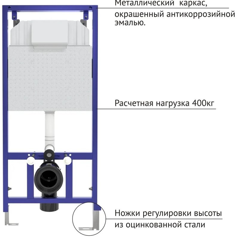 Система инсталляции для унитазов Berges Novum 040243 с кнопкой смыва, хром глянец