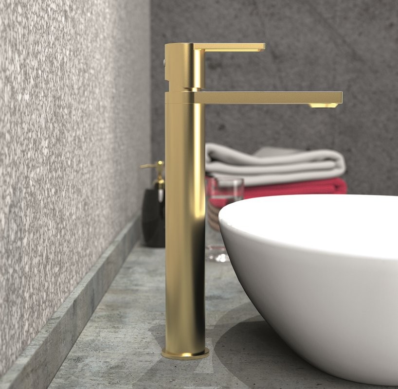 Смеситель для раковины Caprigo Kub 54-023-brg матовое золото