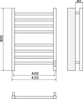 Полотенцесушитель электрический Ника Step 1 80/40, матовый черный RAL9005