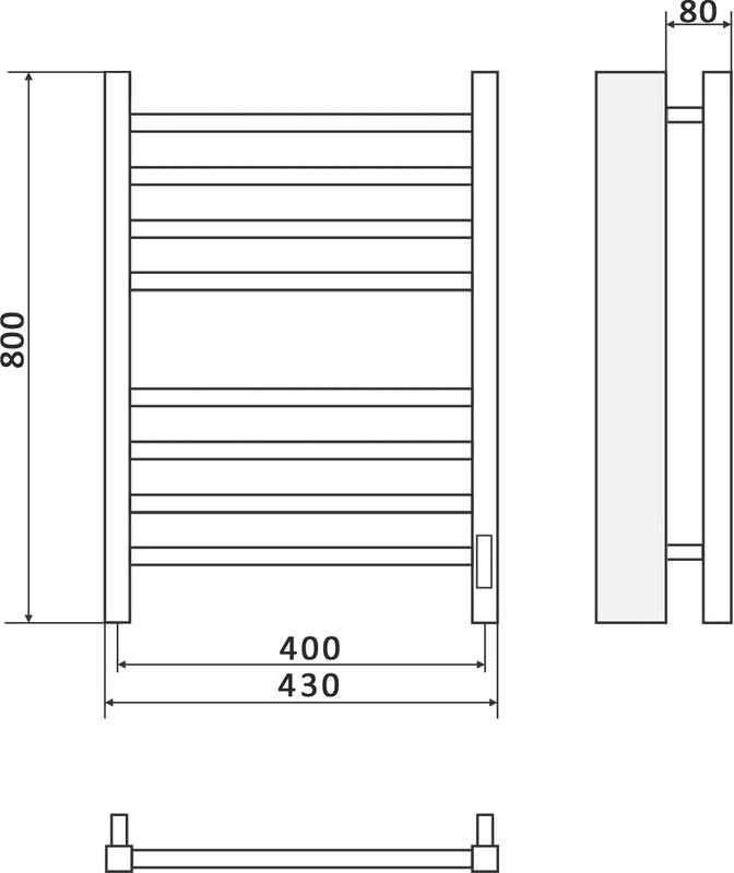 Полотенцесушитель электрический Ника Step 1 80/40, матовый черный RAL9005