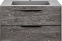 Тумба с раковиной Vincea Chiara 2D 80, 2 ящика, камень, с серой раковиной