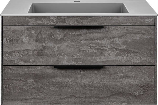 Тумба с раковиной Vincea Chiara 2D 80, 2 ящика, камень, с серой раковиной