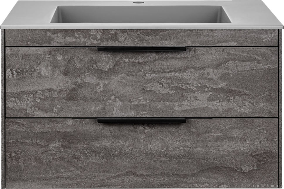 Тумба с раковиной Vincea Chiara 2D 80, 2 ящика, камень, с серой раковиной