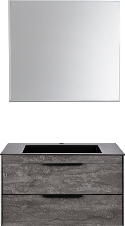 Тумба с раковиной Vincea Chiara 2D 80, 2 ящика, камень, с серой раковиной