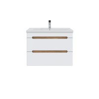 Тумба с раковиной SanStar Diva 70 подвесная, матовая белая, дуб вотан, раковина Миранда 70