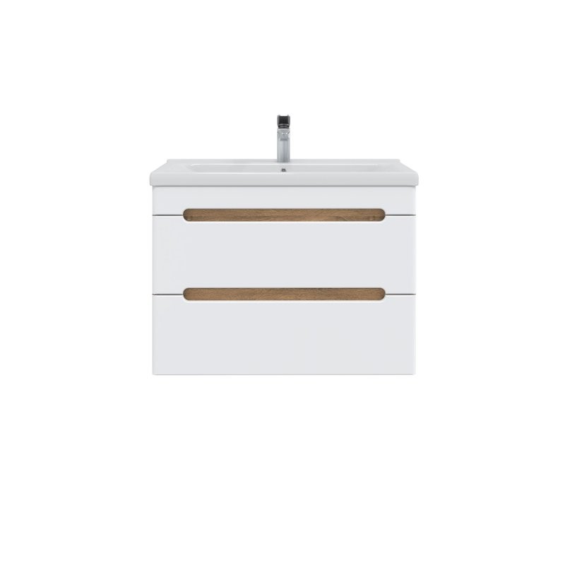 Тумба с раковиной SanStar Diva 70 подвесная, матовая белая, дуб вотан, раковина Миранда 70